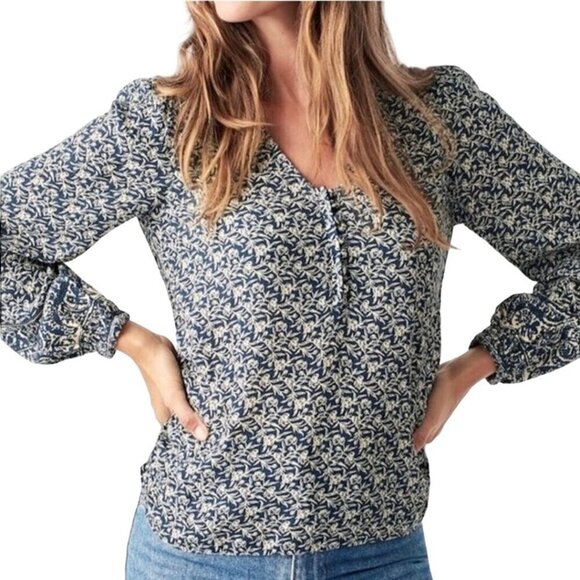 Faherty Amelia Top Midnight Antique Vines Size M - Picture 1 of 10